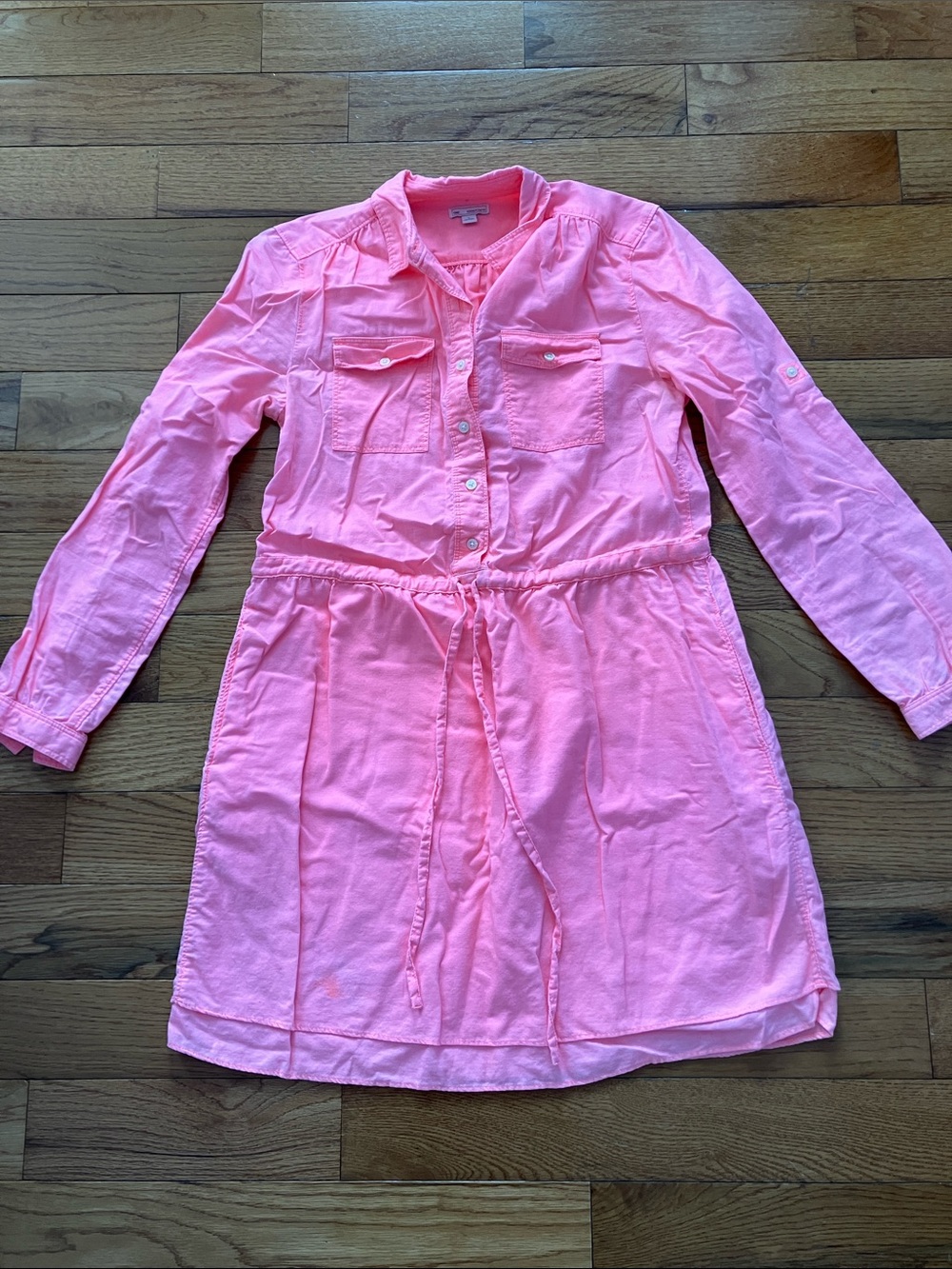 GAP - Women’s Roll Sleeve Mini Dress in Neon Orange Light - Small